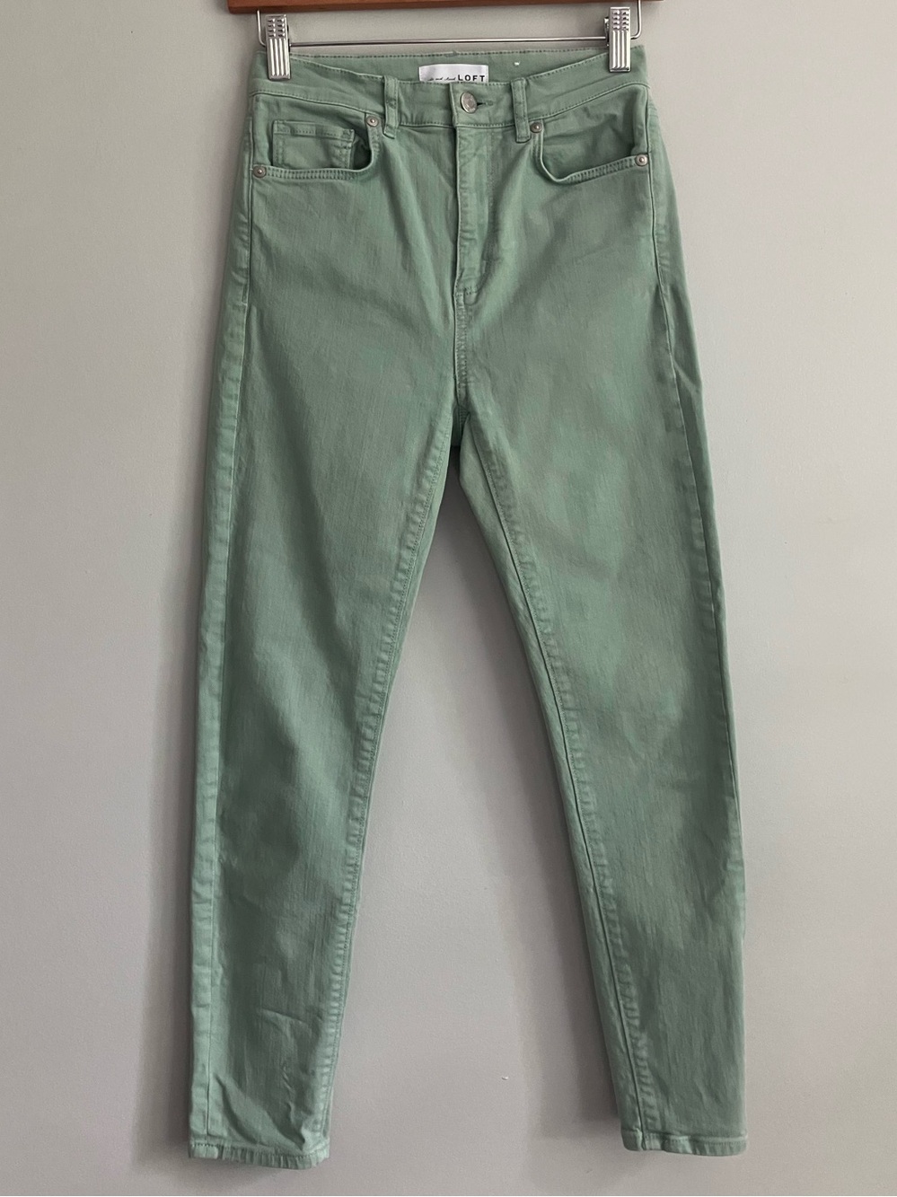 LOFT Sage Mint Green High Rise Skinny Jeans Size 24